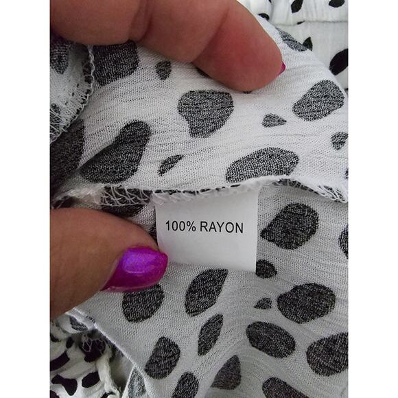 Shoreline 100% Rayon White Black Polka Dots Lightweight Women's Pants 2X - Picture 4 of 4